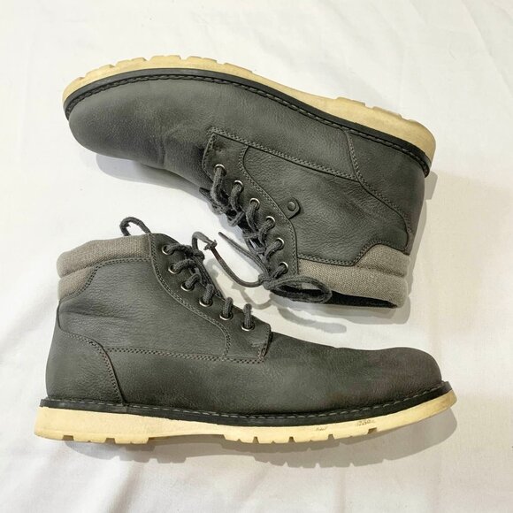B&B Softmoc Men's Size 9 Gray Boots High Top Lace Up Shoes Faux Leather - Picture 4 of 8